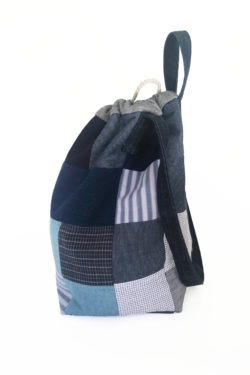 Patchwork bag Sustainable Ethical Recycled Zero waste quality corde Japanese fabrics blue indigo made in Belgium