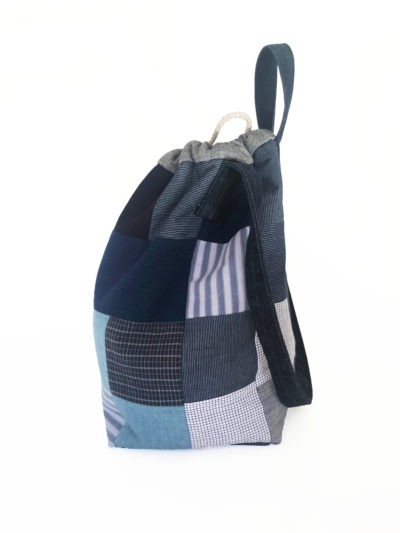 Patchwork bag Sustainable Ethical Recycled Zero waste quality corde Japanese fabrics blue indigo made in Belgium
